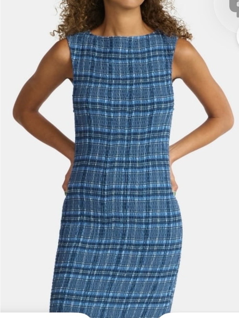 No Boundaries Blue Plaid Midi Shift Dress